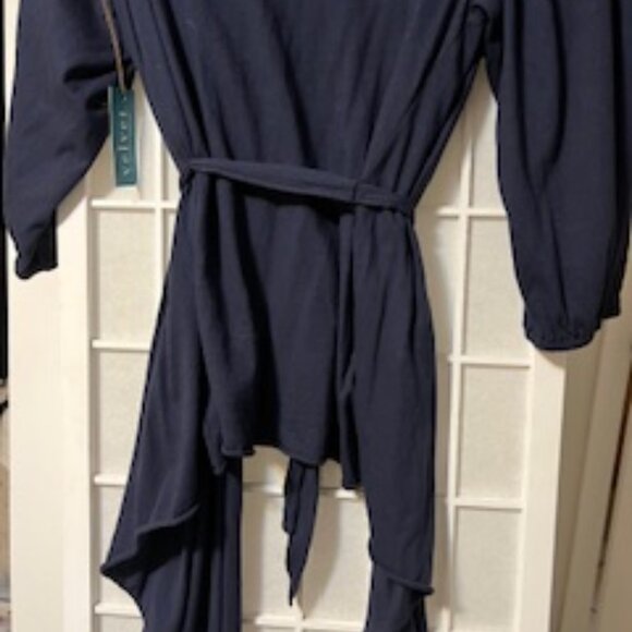 NWT Velvet Navy Blue Wrap Around Cardigan with Belt Size Large - Picture 4 of 7